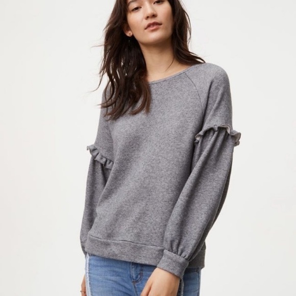 LOFT Tops - Ann Taylor LOFT | ruffled sleeve sweatshirt